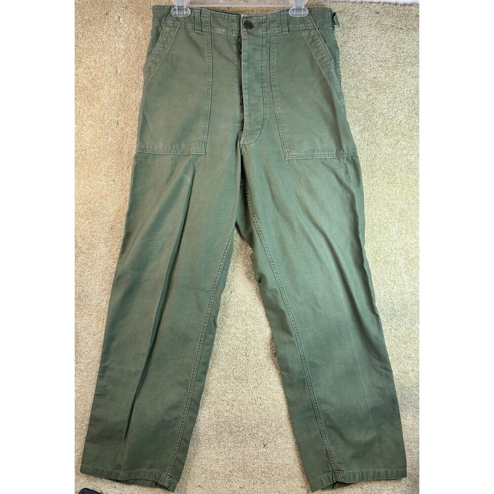 Vintage US Air Force 50s OG 107 Mens Pants Medium Fatigue Button Fly Pants Olive